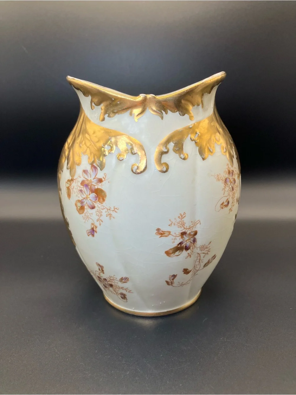 Warwick Semi Porcelain Ornate Gold-Trim Floral Ceramic Vase